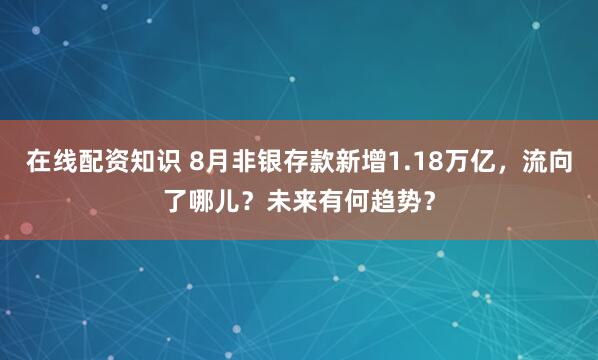 在线配资知识 8月非银存款新增1.18万亿，流向了哪儿？未来有何趋势？