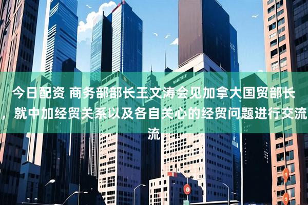 今日配资 商务部部长王文涛会见加拿大国贸部长，就中加经贸关系以及各自关心的经贸问题进行交流